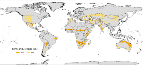 Regions with semi-arid climates