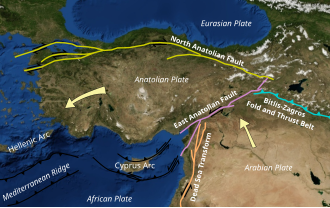 Map of the Anatolian sub-plate, showing the location of the East Anatolian Fault
