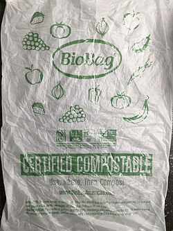 Compostable bag from a grocery store in Tulsa, Oklahoma