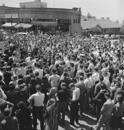 A peace strike rally at University of California, Berkeley, April 1940