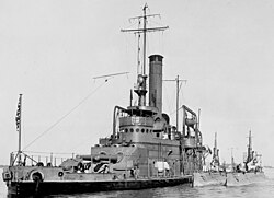 USS Tallahassee, formerly USS Florida, tending to submarines K-5 and K-6 in Hampton Roads, 1919