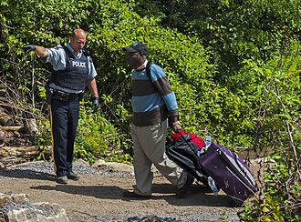 An asylum seeker that has illegally crossed from the United States to Canada is being detained.