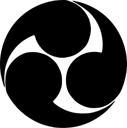 Mon of Kobayakawa clan (Hidari mitsudomoe).