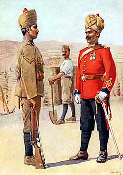 Soldiers of the 3rd Sappers and Miners. Illustration by Maj. A. C. Lovett, published 1911.