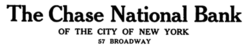Chase National Bank (1877–1955) letterhead c. 1921