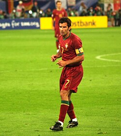 Figo playing against Mexico at the 2006 World Cup