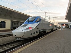 High-speed Afrosiyob train at Tashkent Central station