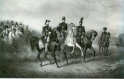 Napoleon III, William I and Alexander II at the Meeting of the Two Emperors at Stuttgart in 1857.