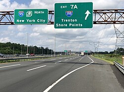 New Jersey Turnpike (I-95) northbound at the I-195 exit in Robbinsville Township