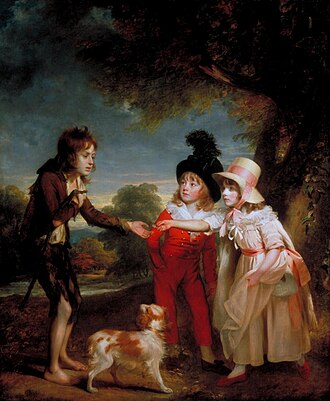 "Portrait of Sir Francis Ford's Children Giving a Coin to a Beggar Boy" by William Beechey