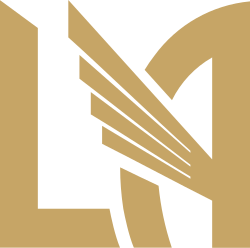 The LA monogram that is used in LAFC black and gold caps.