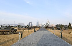Baku Military Trophy Park in Azerbaijan, which sparked uproar due to display of helmets of Armenian troops and wax mannequins of Armenian soldiers of 2020 Nagorno-Karabakh war.[30]