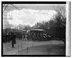 Funeral procession of the late former president Woodrow Wilson arrives at the Washington National Cathedral
