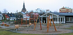 A playground under construction in Ystad, Sweden in 2016