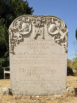 Colour photograph of a sandstone headstone