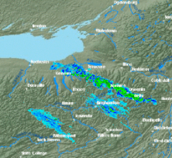 Lake effect snow bands over Central New York