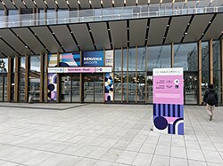 Special signage for the 2024 Games on the Paris metro, here in the Saint-Denis–Pleyel station