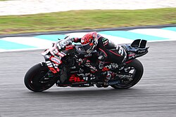 Lorenzo Savadori, riding an Aprilia RS-GP, at Sepang (2025)