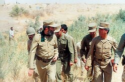 Iranian President Ali Khamenei on the battlefront during the war