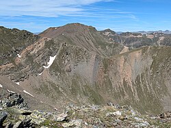 Outcrops of micaschists and marble of the Groupe de Canaveilles [fr] (Ediacaran, c. 580 Ma) in the eastern Pyrenees (commune of Fontpédrouse, France)[25]