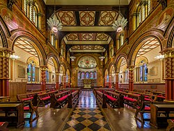 The King's College London Chapel inside the King's Building, redesigned in 1864 by Sir George Gilbert Scott