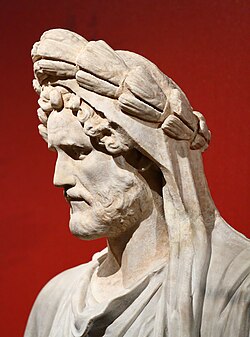 Portrait of the emperor Antoninus Pius (reigned 138–161 AD) in ritual attire as an Arval Brother