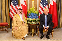 King Hamad bin Isa Al Khalifa meets American president Donald Trump in May 2017.
