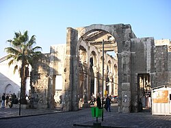 Ruins of the Jupiter Temple at the entrance of Al-Hamidiyah Souq