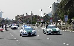 Dubai Police super-car motorcade at Jumeirah Road