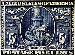 Pocahontas on a 1907 stamp