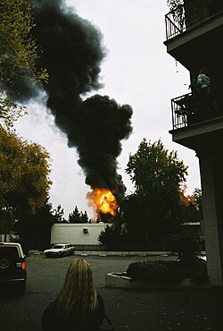 Pipeline fire wide angle