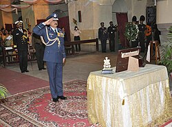 Chief of the Air Staff, Air Chief Marshal N. A. K. Browne leads a Remembrance Day tribute in New Delhi, 13 November 2011.