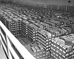 IBM card storage warehouse located in Alexandria, Virginia in 1959. This is where the United States government kept storage of punched cards.