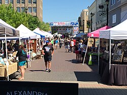 Booth venues at the annual Alex River Fête in downtown Alexandria.