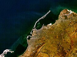 Satellite view of the City of Luanda and the Ilha de Luanda.