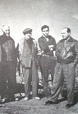 Argentine artists relax at the Río Hondo Hot Springs, 1958