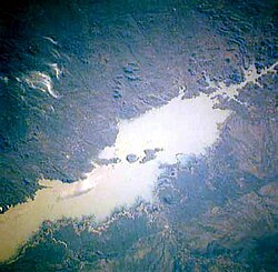 Cahora Bassa Dam reservoir — the dam began construction in 1969 and was at the time one of the biggest in all of Africa.