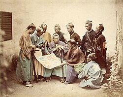 Samurai warriors of the Chosyu clan, during the Boshin War period of the 1860s