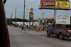 Motorists stranded on Highway 60 during Hurricane Rita evacuation.