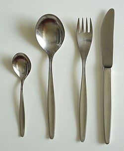 Stainless steel cutlery made from Cromargan 18/10, containing 18% chromium