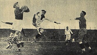 Romania playing against Peru at the 1930 FIFA World Cup in Uruguay