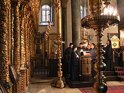 Chanters singing on the kliros at the Church of St. George, Patriarchate of Constantinople