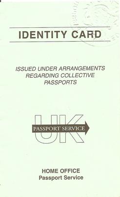 Identity card from a collective passport issued in 2005