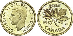 A Canadian 1-cent coin with the inscription Ind. Imp. (Indiae Imperator)'