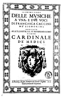 Francesca Caccini, "Primo Libro delle Musiche" (Florence, 1618). RISM ID no.: 990007800
