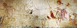 Hades abducting Persephone, fresco in the small Macedonian royal tomb at Vergina, Macedonia, Greece, c. 340 BC