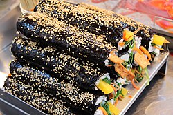 Unsliced gimbap with sesame