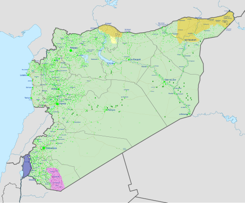 Military situation in Syria as of February 2026: Controlled by Assadist insurgents (For a more detailed, interactive map, see Template:Syrian Civil War detailed map.)