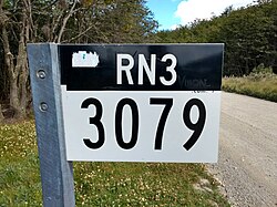 Last kilometer sign of National Route 3
