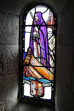 Stained-glass window of St Columba, St Margaret's Chapel, Edinburgh